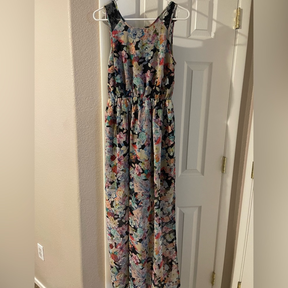 Floral sleeveless Top Shop maxi dress with lace back